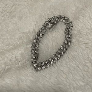 Silver plated diamond encrusted bracelet